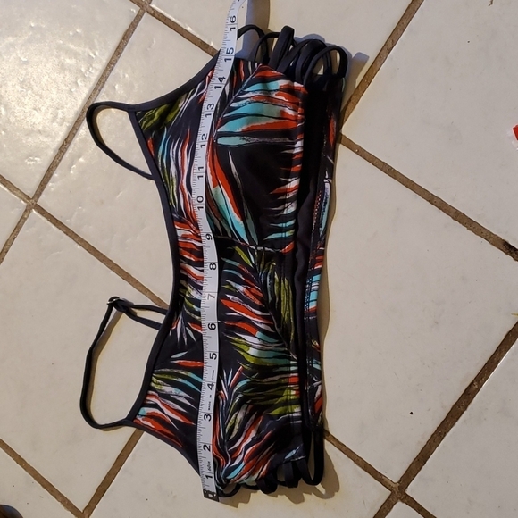 Mossimo Womens Bikini Size L Navy Palm Swimsuit Top Swim Beach Costal Floral - Picture 2 of 9